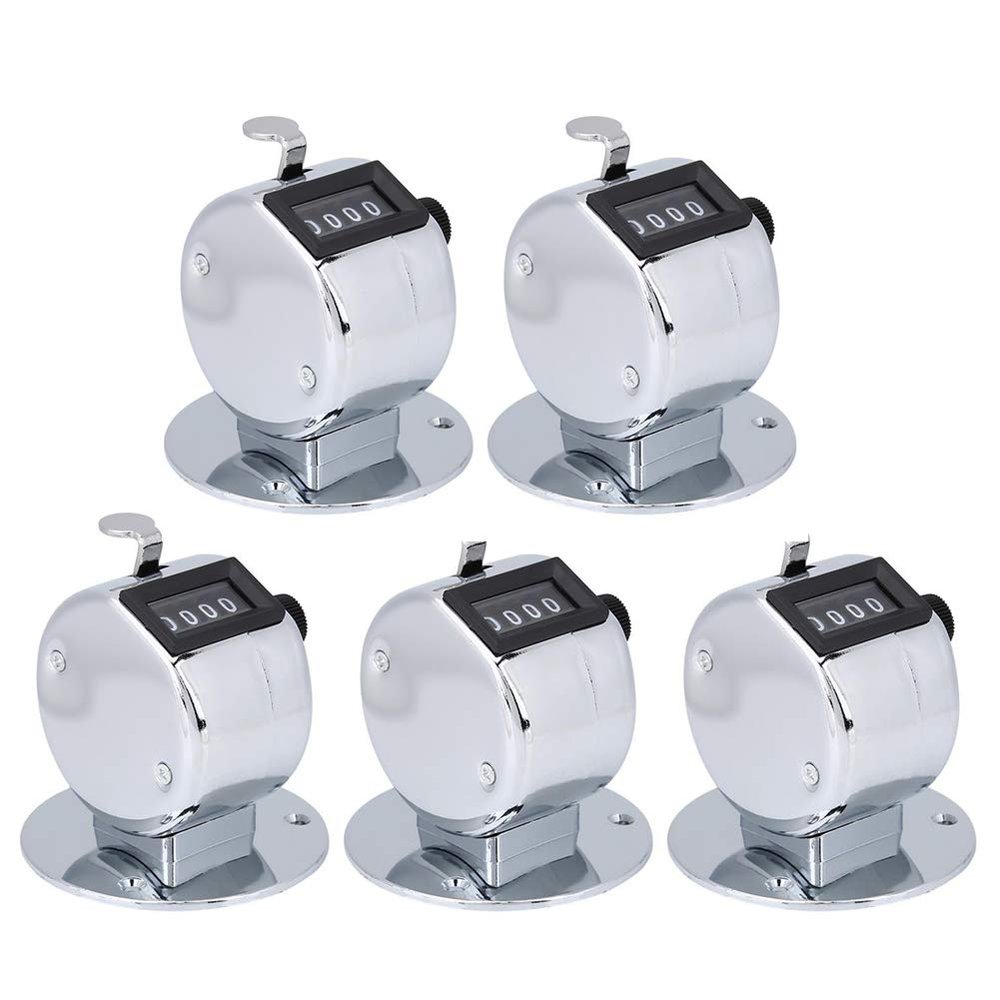 Bnineteenteam 5pcs Hand Tally Counters, 4 Digit Mechanical Palm Counter Handheld Number Click Counter Tally Clicker Counter for Sports Games Golf