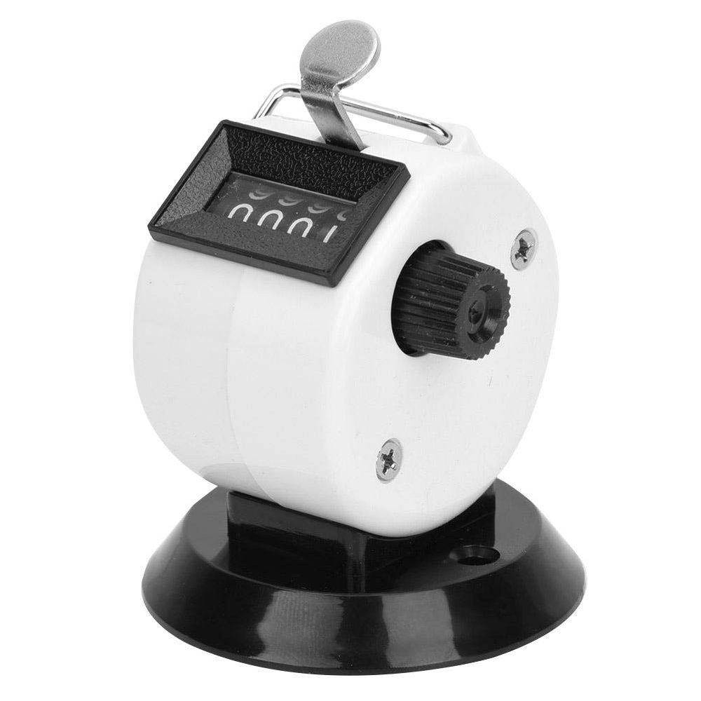 Hilitand Berm Manual Tally Counter 4-Position ABS Shell Counting Tool Mechanical Desktop Point Counter can be Cleared (White)