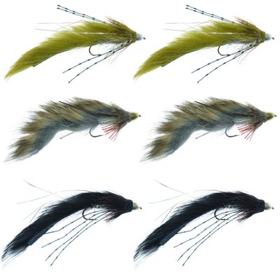 The Fly Fishing Place Muddy Buddy Zuddler Cone Head Lunchables Streamer Fly Fishing Flies Assortment - Bass and Big Trout Streamers Fly Fishing Fly Collection - 6 Flies Size 2 and 4