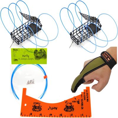 AirFly Castable Crab Trap for Pier, Jetty & Surf - 6-Loop Fishing Pole Crab Trap | Dungeness, Blue & Rock Crabs | Lead-Free | CA, OR, WA, MD & FL, Made in USA