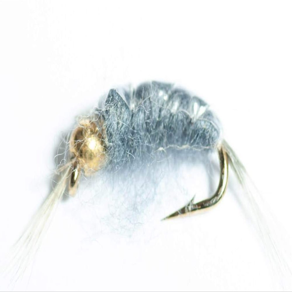Blue Wing Olive Bead-Head Scud Wet Fly (Grey, 12), 6 Pack