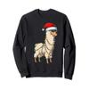 Christmas Llama Holiday Santa Claus Hat And Sunglasses Sweatshirt view 1
