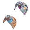 2Packs Women Turban African Pattern Knot Headwrap Sleep Beanie Pre-Tied Bonnet Chemo Cap Hair Loss Hat Solid Color Head (2pcs-Colorful)