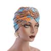 2Packs Women Turban African Pattern Knot Headwrap Sleep Beanie Pre-Tied Bonnet Chemo Cap Hair Loss Hat Solid Color Head (2pcs-Colorful) view 3
