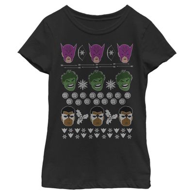 Marvel Girl's Avengers-Sweater T-Shirt, Black, Medium