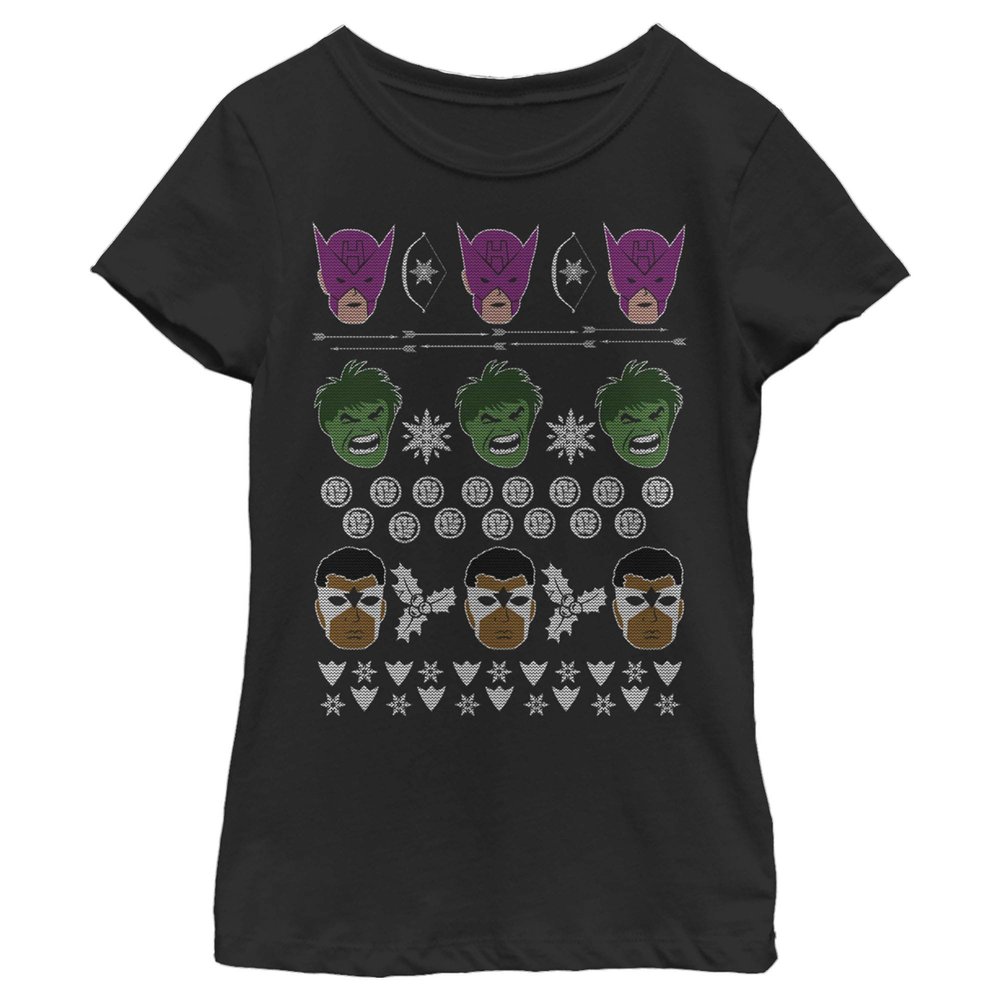 Marvel Girl's Avengers-Sweater T-Shirt, Black, Medium