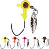 XFISHMAN Crappie-Jigs-Heads-Kit 1/8 1/16 1/32oz 50 Pack Ice Fishing Jigs Lead Head Jig Hook Lure (1/32 oz, Big Eye Jigheads-W/Spinner) view 1
