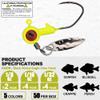 XFISHMAN Crappie-Jigs-Heads-Kit 1/8 1/16 1/32oz 50 Pack Ice Fishing Jigs Lead Head Jig Hook Lure (1/32 oz, Big Eye Jigheads-W/Spinner) view 2