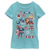 Fifth Sun girls Marvel Classic Holiday Mashup Short Sleeve Tee T Shirt, Tahiti Blue, X-Small US view 1