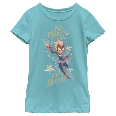 Fifth Sun girls Marvel Classic Captain Merry Marvel Short Sleeve Tee T Shirt, Tahiti Blue, X-Small US