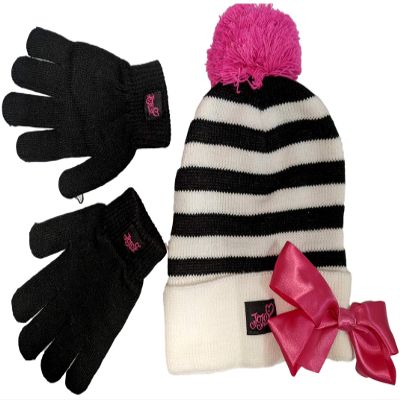 Nickelodeon JoJo Siwa Girls Winter Hat and Gloves Cold Weather Set, Age 4-7 Multi
