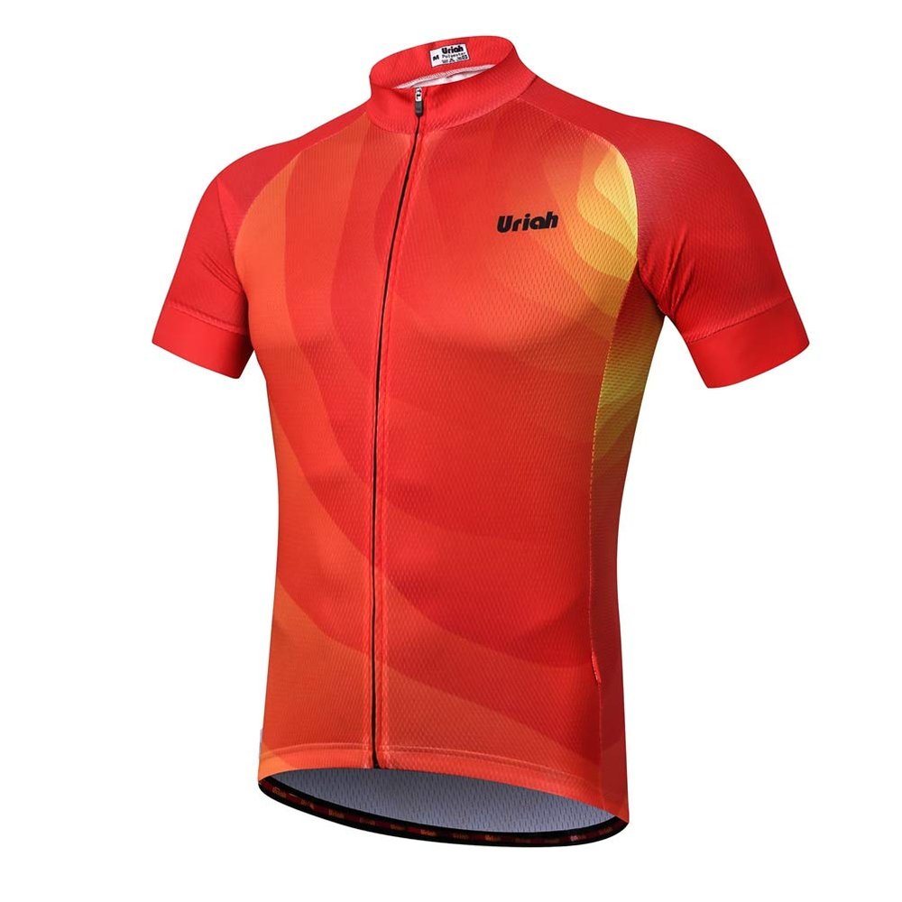 Uriah Men's Cycling Jersey Short Sleeve Reflective with Rear Zippered Bag Dusk Size L