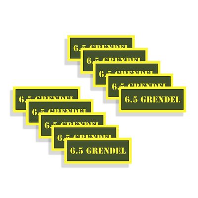 Ammo Can Labels 6.5 GRENDEL Ammunition Decals Olive Drab Green Firearm Labels 10 Pack Adhesive Vinyl 3"x1.15" #AG