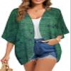 FINOCEANS Chiffon Cardigans for Women Kimono Floral Sheer Green Leaf XX-Large view 1