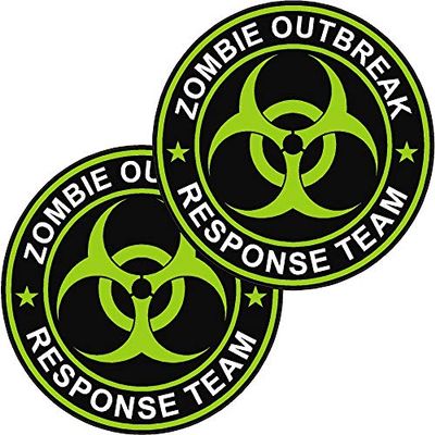 2 Pack 3" Zombie Outbreak Response Team Sticker Neon Green
