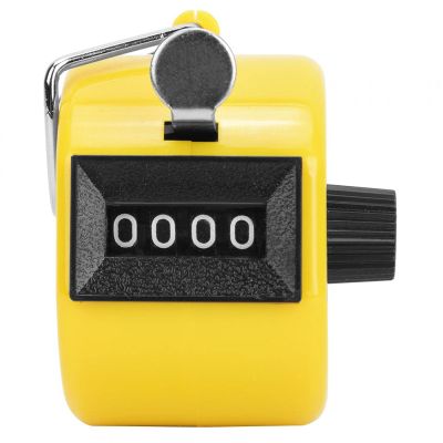 Garosa Hand Tally Counter Counter Tally Counter 4-Digits Plastic Shell Knob Reset Handheld Counting Tool with Hook Handheld Counting Tool(Yellow)