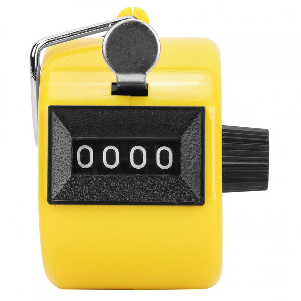 Garosa Hand Tally Counter Counter Tally Counter 4-Digits Plastic Shell Knob Reset Handheld Counting Tool with Hook Handheld Counting Tool(Yellow)