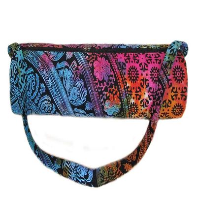 INDIAN CRAFT CASTLE ICC Yoga Mat Bag, Yoga Mat Bag Carrier Full-Zip Exercise Yoga Mat Carry Bag for Women Men with Multi-Functional Storage Pockets and Adjustable Shoulder Strap Multi Elephant Flower