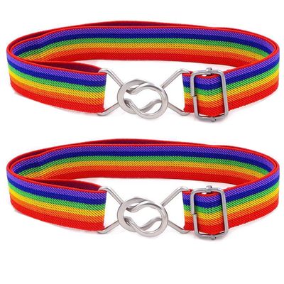 ICGSUQR Kids Toddlers Belts Elastic Stretch Adjustable Belt For Small Boys Girls School Uniforms With Easy Buckle (Rainbow)