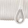 NovelBee 3/8 Inch X 200 Feet Double Braid Nylon Anchor Line with Stainless Steel Thimble and Plastic Chuck (White) view 3