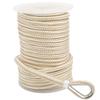 NovelBee 3/8 Inch X 200 Feet Double Braid Nylon Anchor Line with Stainless Steel Thimble and Plastic Chuck (White/Gold) view 2