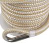 NovelBee 3/8 Inch X 200 Feet Double Braid Nylon Anchor Line with Stainless Steel Thimble and Plastic Chuck (White/Gold) view 4
