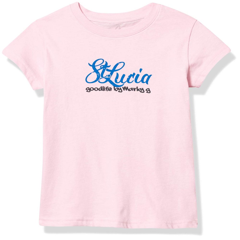 Marky G Apparel Girls' Printed St. Lucia Graphic Cotton Jersey Short Sleeve Tee, Pink, 2T