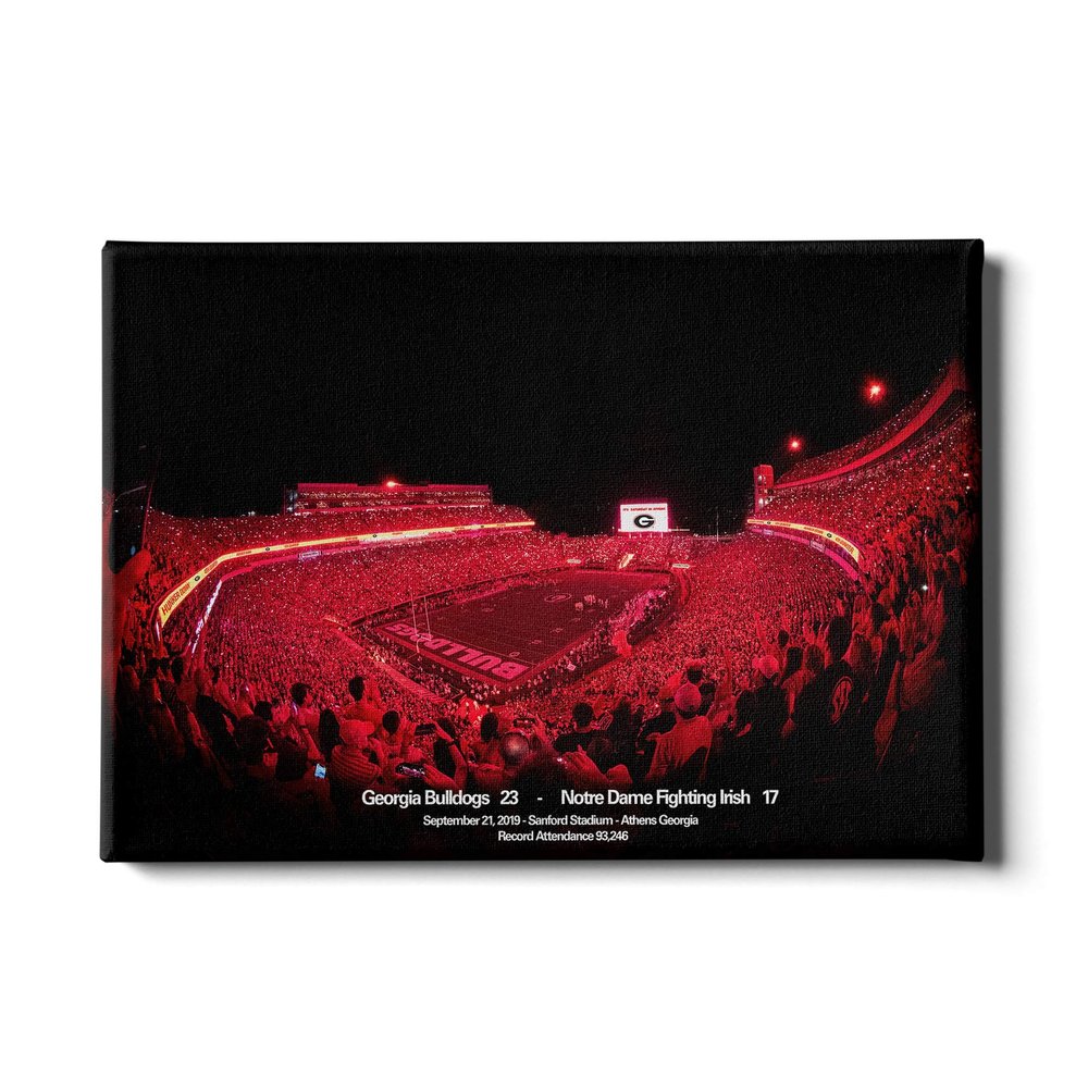 College Wall Art Georgia Bulldogs - Sanford Red Lights Georgia vs. Notre Dame