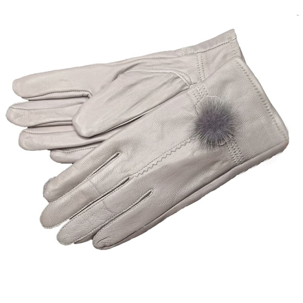 LeJulyeekay Short Leather Gloves for Driving Winter Real Leather Gloves for Women Mittens