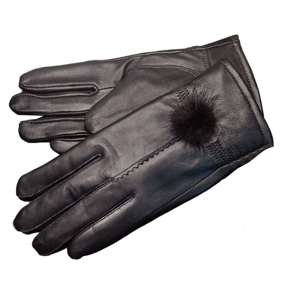 LeJulyeekay Winter Black Leather Gloves for Women Warm Mitten Warm Leather Gloves for Girls
