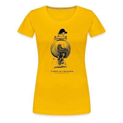 Spreadshirt Thelwell Pony Gallop Riding Rear View Licensed Womens Premium T-Shirt, S, Sun Yellow