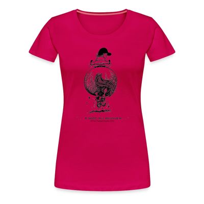 Spreadshirt Thelwell Pony Gallop Riding Rear View Licensed Womens Premium T-Shirt, M, Dark Pink