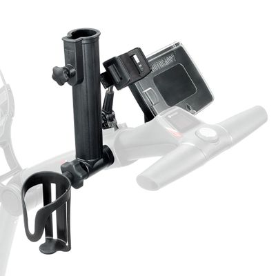 Motocaddy Essential 4-in-1 Accessory Pack - Golf Push Cart Accessories - Drink Holder, Device Cradle, Umbrella Holder, Scorecard Holder- Fits All Motocaddy M-Series Carts (Black)