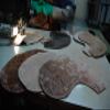 Spanish Curved leather 1,5 Liter Wineskin. Dark Dye bota bag view 4