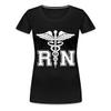 Spreadshirt RN Registered Nurse Rod Asclepius Womens Premium T-Shirt, L, Black view 1