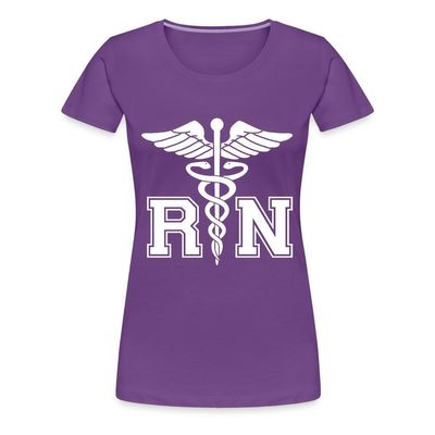 Spreadshirt RN Registered Nurse Rod Asclepius Womens Premium T-Shirt, XL, Purple