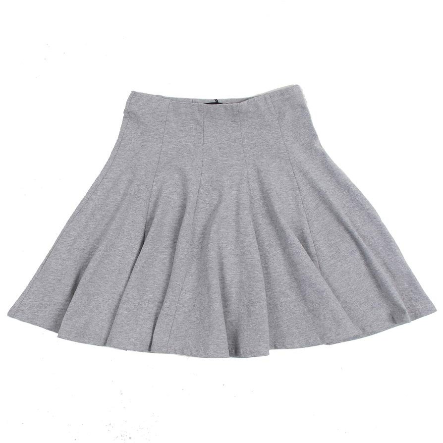 BGDK Girls' School Uniform Pleated Pull-on Knee Length Panel Skirt, Knit Waistband Light Heather 8