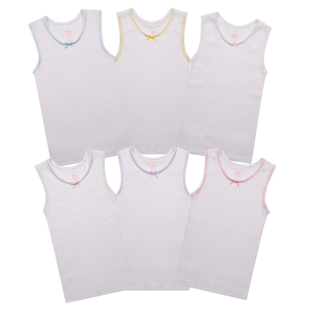 Buyless Fashion Girls Tank Tops - Sleeveless Cami Tanks Cotton Undershirts for Dance Gymnastics, Kids & Toddler Size (6 Pack) 6-7