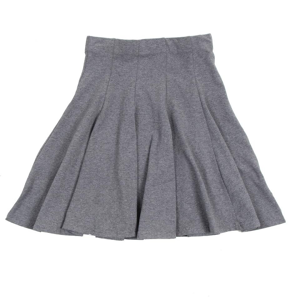 BGDK Girls' School Uniform Pleated Pull-on Knee Length Panel Skirt, Knit Waistband Charcoal 6