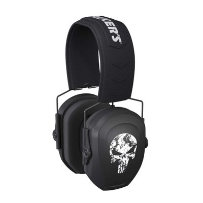 Walker's Game Ear GWP-RSMPAS-BK-Pun Razor Passive - Black Punisher Logo