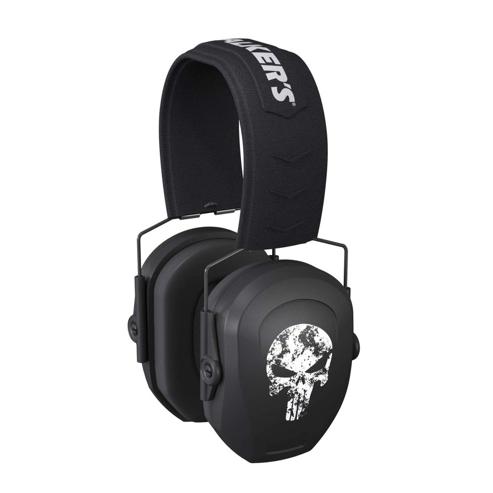 Walker's Game Ear GWP-RSMPAS-BK-Pun Razor Passive - Black Punisher Logo