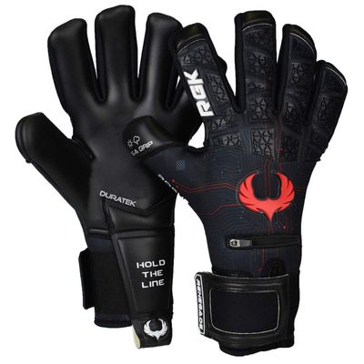 Renegade GK Limited Edition Rogue Quantum Goalie Gloves with Pro-Tek Fingersaves | 4mm Giga Grip & Neoprene | Black & Red Soccer Goalkeeper Gloves (Size 11, Adult, Mens, Negative Cut, Level 4+)