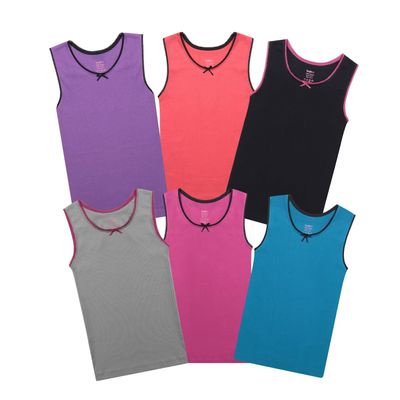 Buyless Fashion Girls Tank Tops - Sleeveless Cami Tanks Cotton Undershirts for Dance Gymnastics, Kids & Toddler Size (6 Pack) 13-14