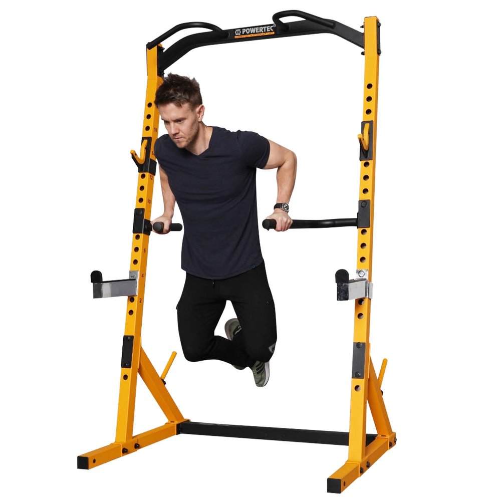 Powertec Fitness Workbench Half Rack, Yellow - Exercise Equipment for Home Gym - Squat Rack and Weight Lifting Station - Professional Workout Equipment