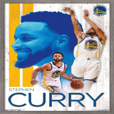 Trends International NBA Golden State Warriors - Stephen Curry 19 Wall Poster, 22.375" x 34", Barnwood Framed Version