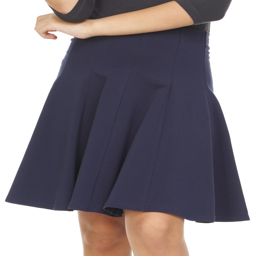 BGDK Girls' School Uniform Pleated Pull-on Knee Length Panel Skirt, Knit Waistband Navy 18