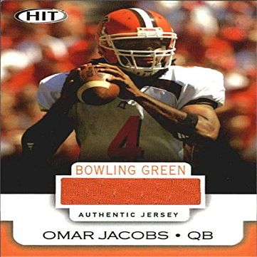 Autograph Warehouse 466435 Omar Jacobs Player Bowling Green Worn Jersey Patch Football Card 2005 SAGE HIT Rookie OJ