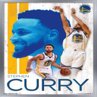 Trends International NBA Golden State Warriors - Stephen Curry 19 Wall Poster, 14.725" x 22.375", Silver Framed Version