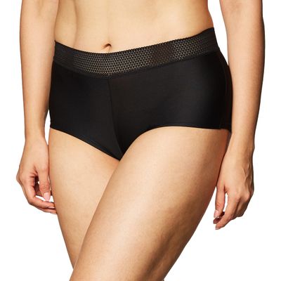 Maidenform womens Dream Cotton With Lace Boy Short Panties, Black/Black Lace, Small US