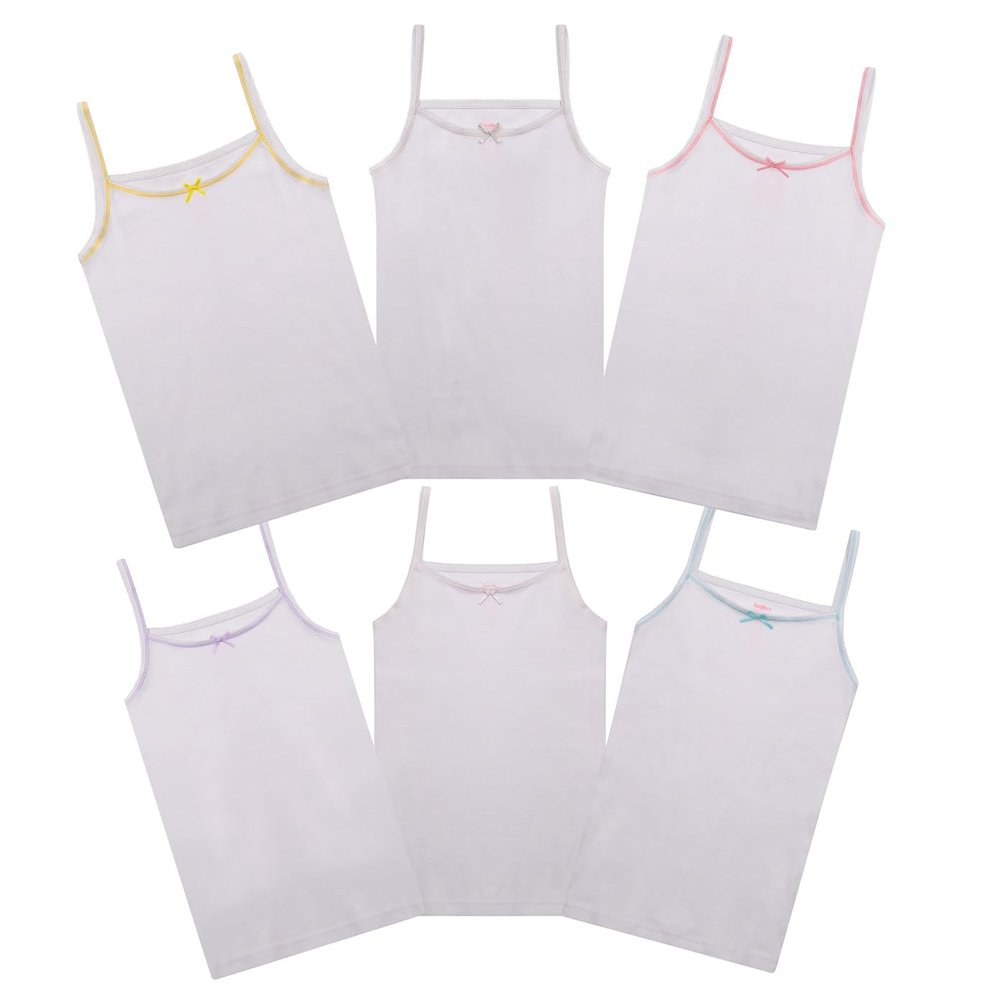 Buyless Fashion Girls Tank Tops - Sleeveless Cami Tanks Cotton Undershirts for Dance Gymnastics, Kids & Toddler Size (6 Pack) 9-10